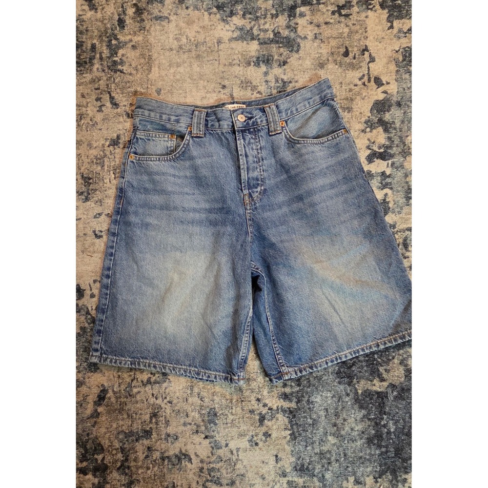 We The Free Free People Denim Shorts Medium Wash High Rise Wide Leg 28